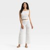 Women's Mid-Rise Wide Leg Openwork Pull-On Pants - Universal Thread™ White - 3 of 3