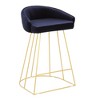 Canary Contemporary Counter Stool in Gold with Blue Velvet by LumiSource - Set of 2 - 2 of 3