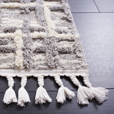 Nomadic Essence Gray Rectangular Hand-Knotted Wool Blend Area Rug