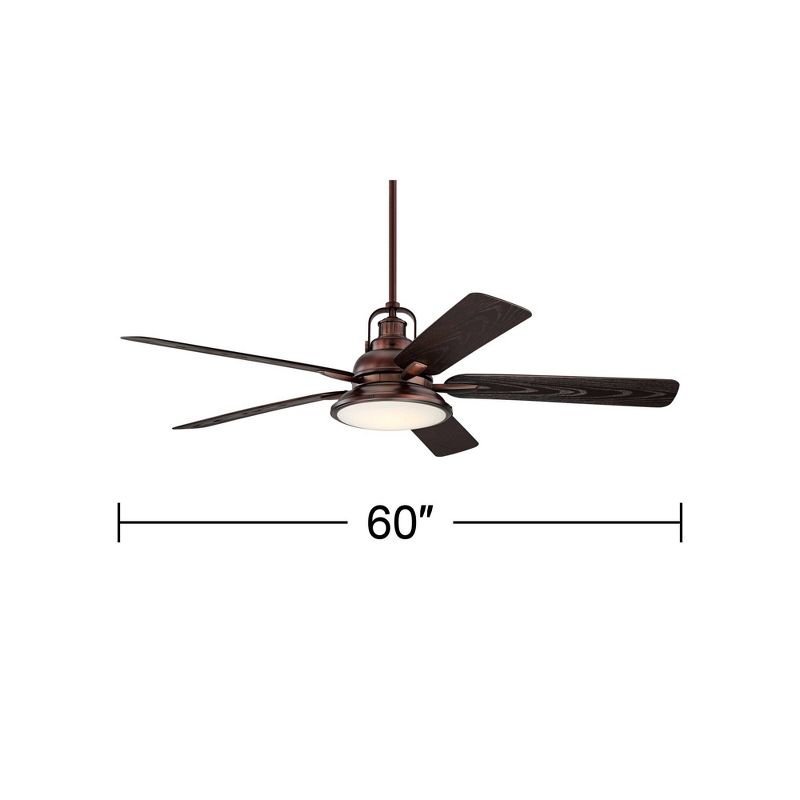 60" Casa Vieja Wind and Sea Industrial Indoor Outdoor Ceiling Fan with Dimmable LED Light Remote Oil Brushed Bronze Frosted Glass Wet Rated for Patio, 4 of 10