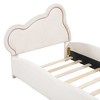 Okak Twin Velvet Platform Bed Frame with Upholstered Bear-Shaped Headboard, Bed-End Storage Pocket for Kids Noise-Free Easy Assembly, Beige - 4 of 4