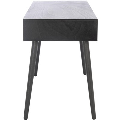 Mid-Century Charm Black Writing Desk with Splayed Legs and Drawer