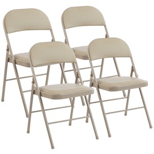 DOMETOUR Leather Padded Folding Chair Set, Sturdy Metal Foldable Chairs for Indoor Outdoor, Stackable Guest Chairs for Office Home Party - 1 of 4