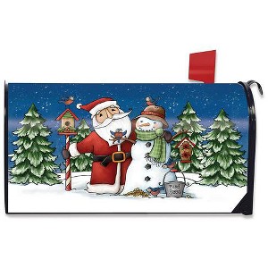 Santa And Snowman Christmas Magnetic Mailbox Cover Primitive Birds Standard Briarwood Lane - 1 of 3