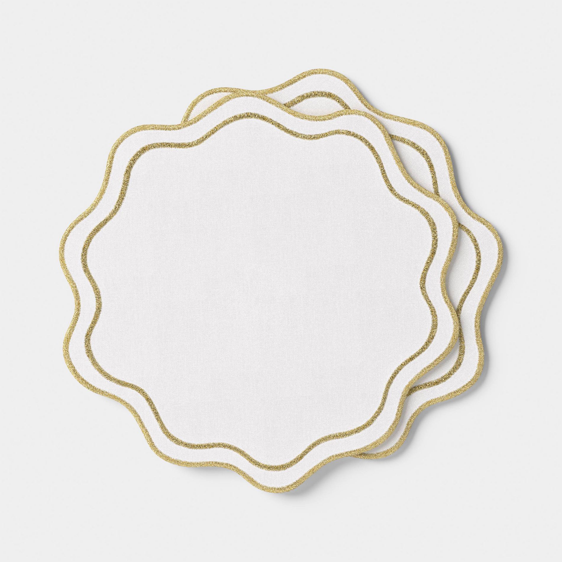 2pk Christmas Chargers Natural Scallop Gold Rim - Threshold™