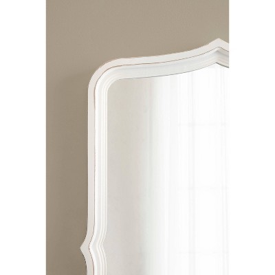 White Scalloped Rectangular Wood Wall Mirror