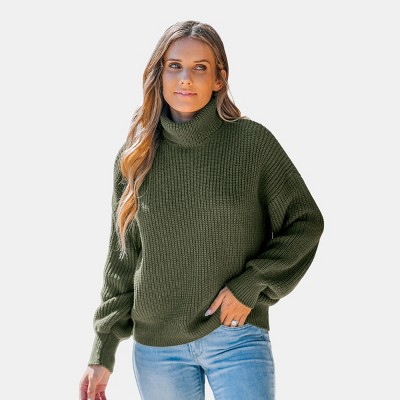 Women's Chunky Knit Turtleneck Long Sleeve Sweater - Cupshe