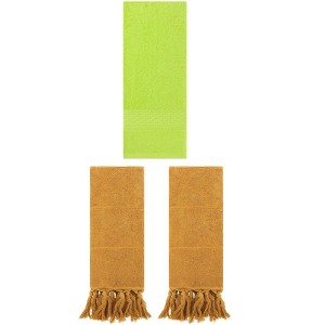 REGALWOVEN 3 Packs Solid Textured and Tassels Soft Absorbent Bathroom Hand Towel for Home Decor - 1 of 4