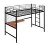 Twin Size Loft Bed with Desk and Metal Grid - 4 of 4
