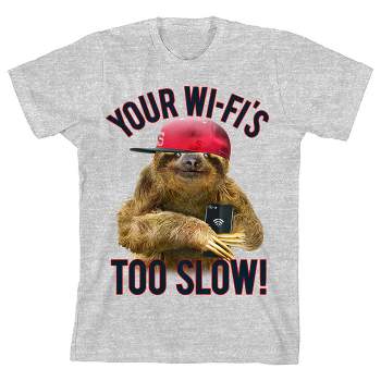 Sloth Your Wifi’s Too Slow! Boy’s Heather Grey T-shirt
