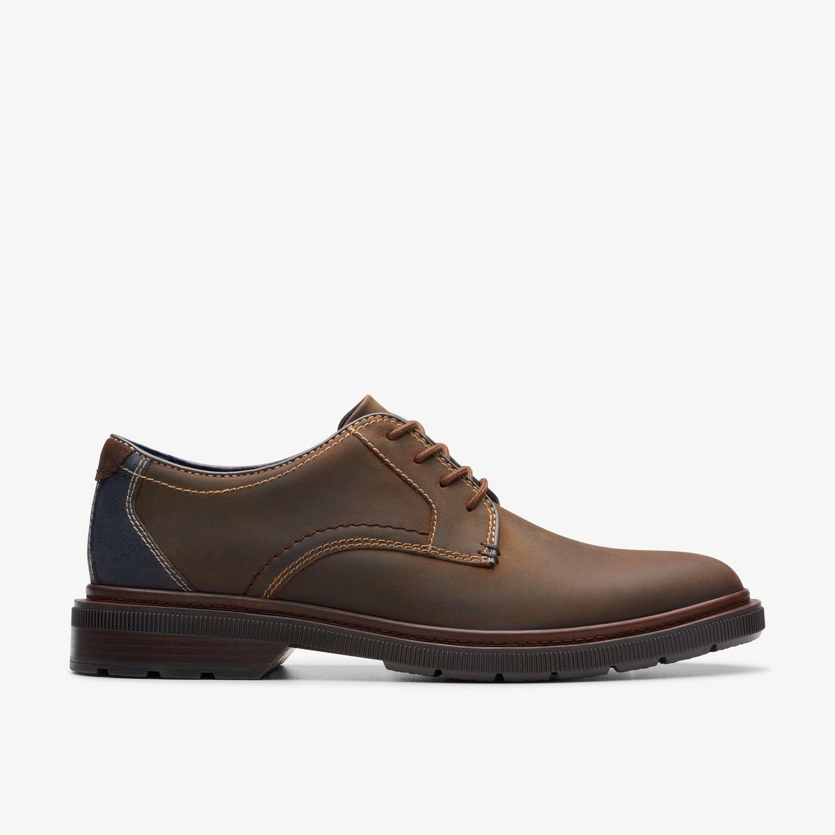 Clarks Mens Burchill Derby Beeswax Leather Shoes