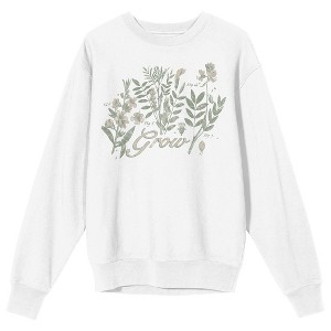 Vintage Botanical Grow Positive Men's White Crew Neck Sweatshirt - 1 of 3