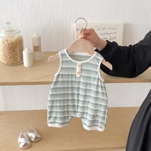 MyKids-Usa Summer Arrival Baby Unisex Casual Striped Sleeveless Rompers - 1 of 4