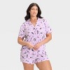 Women's Halloween Short Sleeve Notch Collar Shirt and Shorts Pajama Set - Hyde and EEK! Boutique™ - 4 of 4