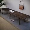 LeisureMod 72" Mid-Century Slatted Wood Entry Bench, Dark Walnut - 2 of 4