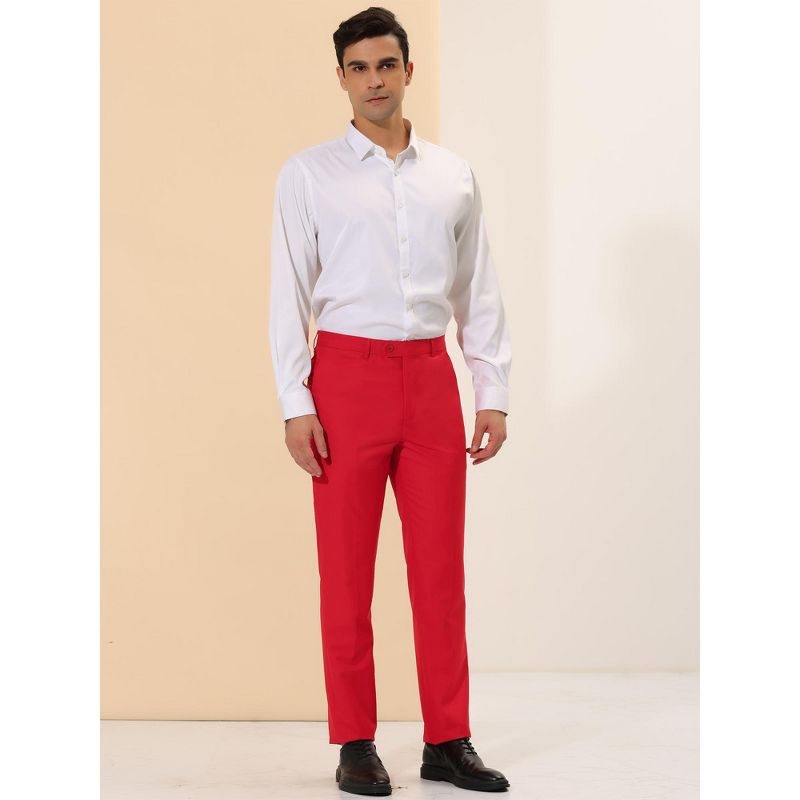 Lars Amadeus Men's Regular Fit Flat Front Chino Business Wedding Suit Pants, 4 of 7
