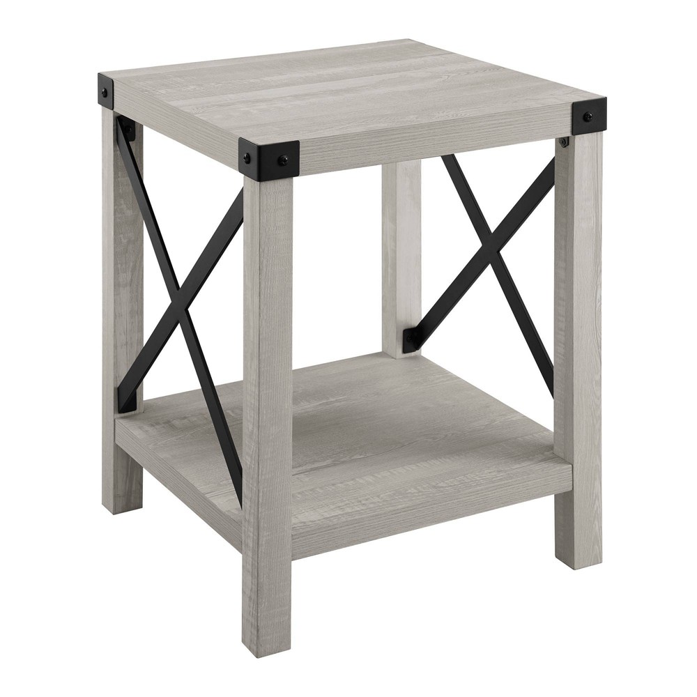 Photos - Coffee Table Sophie Rustic Industrial X Frame Side Table Stone Gray - Saracina Home