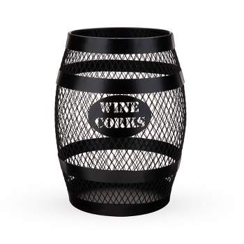 Twine Barrel Cork Holder Metal Decorative Wine Cork Collection Storage, Rustic Black Finish, Black, Holds 150 Corks, Set of 1