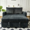 TiramisuBest Velvet Sleeper Sofa with Pull-Out Bed, Reclining Loveseat Couch with Pillows & Side Pockets – Black - 2 of 4