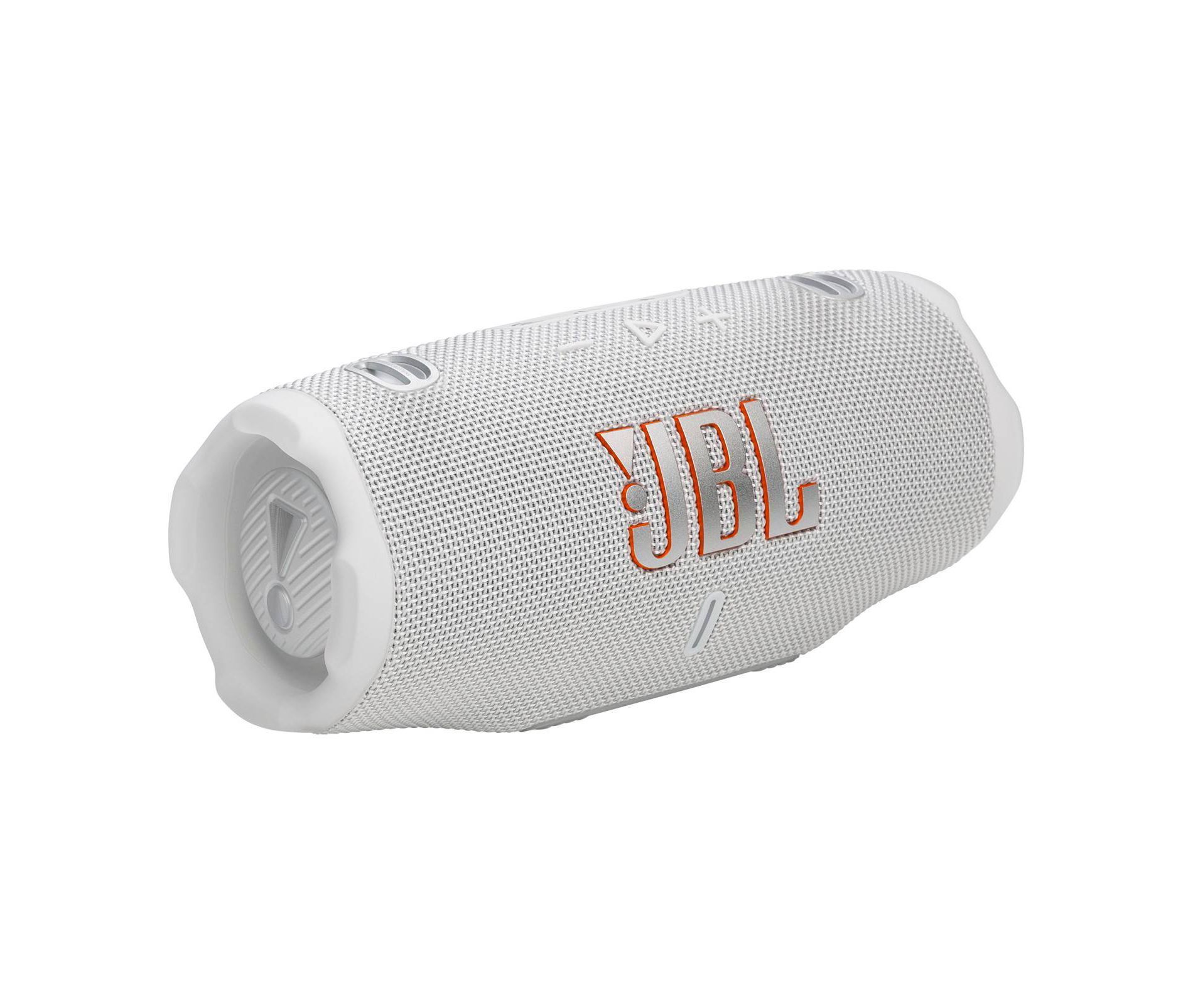 JBL Charge 6 Portable Speaker - White: Bluetooth, IP68, USB-C, 28H Battery