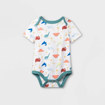 Image of Baby Boys' Dino Short Sleeve Bodysuit - Cat & Jack™ White 6-9M