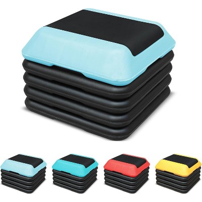 16"x16" High Step Aerobic Platform with 4 Risers, Height-Adjustable Step Aerobics Platform for Home Gym Exercise Fitness Workout