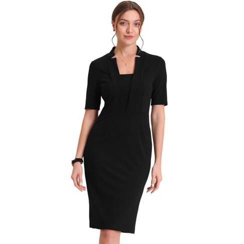 Black v neck outlet work dress