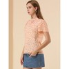 INSPIRE CHIC Women's Ruffle Neck Short Sleeves Keyhole Back Floral Blouse - 4 of 4