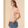 INSPIRE CHIC Women's Ruffle Neck Short Sleeves Keyhole Back Floral Blouse - image 4 of 4