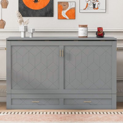 Queen Size Murphy Bed with Drawer and USB Ports