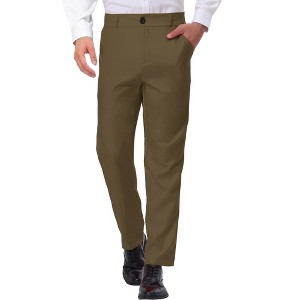 Lars Amadeus Men's Flat Front Straight Fit Solid Color Wedding Prom Dress Pants - 1 of 4