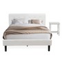 East West Furniture  2 Piece Bedroom Set - Button Tufted Queen Bed Frame - White Velvet Fabric Upholstered Headboard and an Urban Gray  Nightstand - 2 of 4