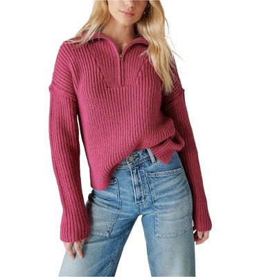 Lucky Brand Womens Half Zip Knit Pullover Sweater
