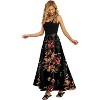 Women's Flowy High-Waist Maxi Skirt - Summer Pleated Long Skirt with Pockets Brown Floral Black - 3 of 4