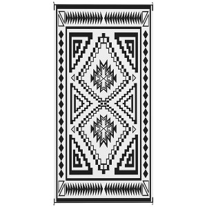 Aghana Digitals Reversible Polypropylene Outdoor Rug 9'x18' with Carry Bag, Blue & White Square - 1 of 4