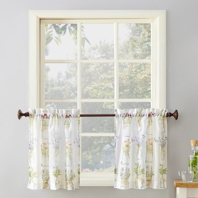 2pc 54"x36" No. 918 Semi-Sheer Viola Rod Pocket Kitchen Curtain Tier Pair White: 36 Inch Kitchen Window Curtains