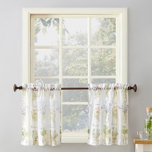 2pc 54"x36" No. 918 Semi-Sheer Viola Rod Pocket Kitchen Curtain Tier Pair White - 1 of 4