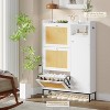 Shoe Cabinet with 3 Flip-out Drawers, Rattan Freestanding Shoe Organizer with Open Shelves Side Cabinet, for Entryway, Hallway, Living Room, - 3 of 4