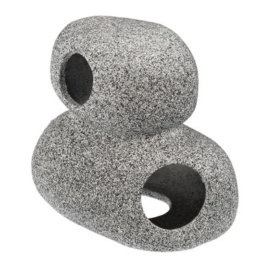 Unique Bargains Ceramic Aquarium Hideaway Rock Cave Fish Tank Decoration Gray 3.54"x2.95"x3.7"