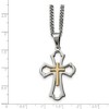 Black Bow Jewelry Polished & Brushed Stainless Steel & Gold Tone Cross Necklace, 22 Inch - 2 of 4