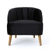 TOAOTBNBO Mid-Century Modern Velvet Accent Chair with Curved Backrest, Rubberwood Legs Barrel Armchair Chair Club Chair with Stitch Pattern - 2 of 4