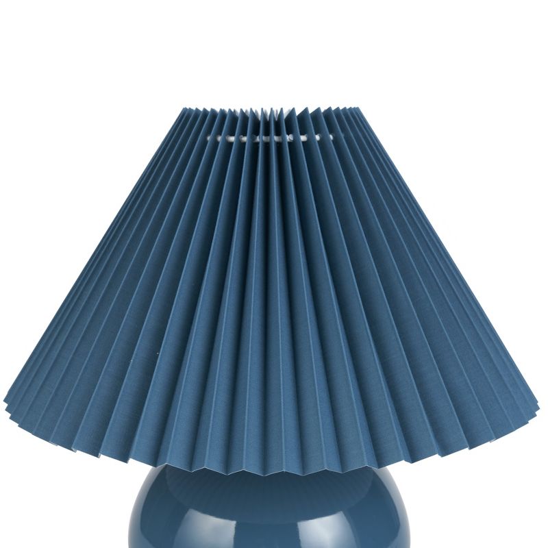 Nourison 13" Ceramic Round Accent Lamp with Pleated Shade, 5 of 9