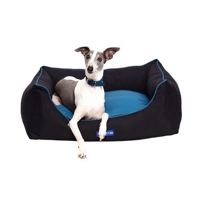 Medium Black and Blue Eco-Fabric Bolster Dog Bed