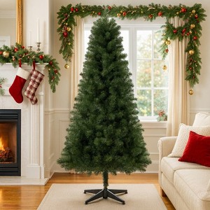 Yukimo 183" Unlit Artificial Christmas Tree, PVC Full Branches, Classic Green Holiday Tree for Indoor Home Decoration - 1 of 4