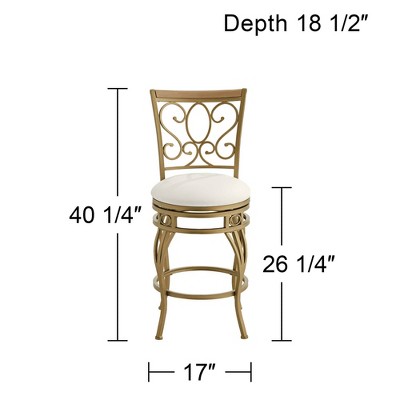 Trevi Gold Metal Swivel Counter Stool with White Faux Leather Seat