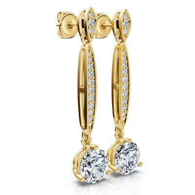 Pompeii3 1 5/8Ct Drop Dangle Earrings 14k Gold Lab Created
