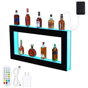 COZONY LED Liquor Display Shelf, Remote App Control 16 Color Music Sync Lighted Bar Shelves - 1 of 4
