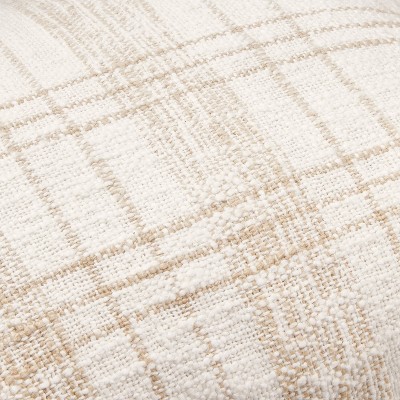 14&#34;x20&#34; Offset Plaid Lumbar Throw Pillow Cream/Tan - Hearth &#38; Hand&#8482; with Magnolia_2