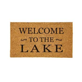 Evergreen 16 x 28 Inches Welcome to The Lake Door Mat | Non-Slip Rubber Backing | Dirt catching Natural Coir | Indoor and Outdoor Home Decor