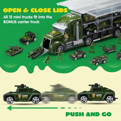25-Piece Green Military Die-Cast Truck Set with Soldiers